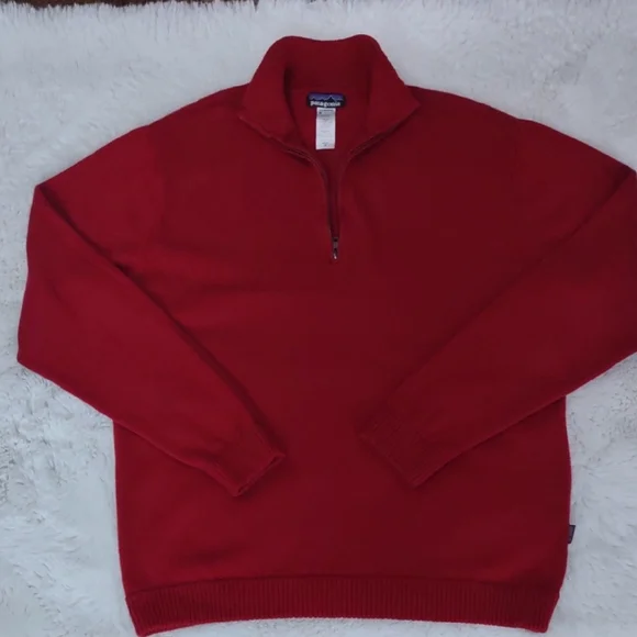 Patagonia 80%Lambswool,20%Nylon, Size XL,Red Half-Zip Sweater - Picture 15 of 17